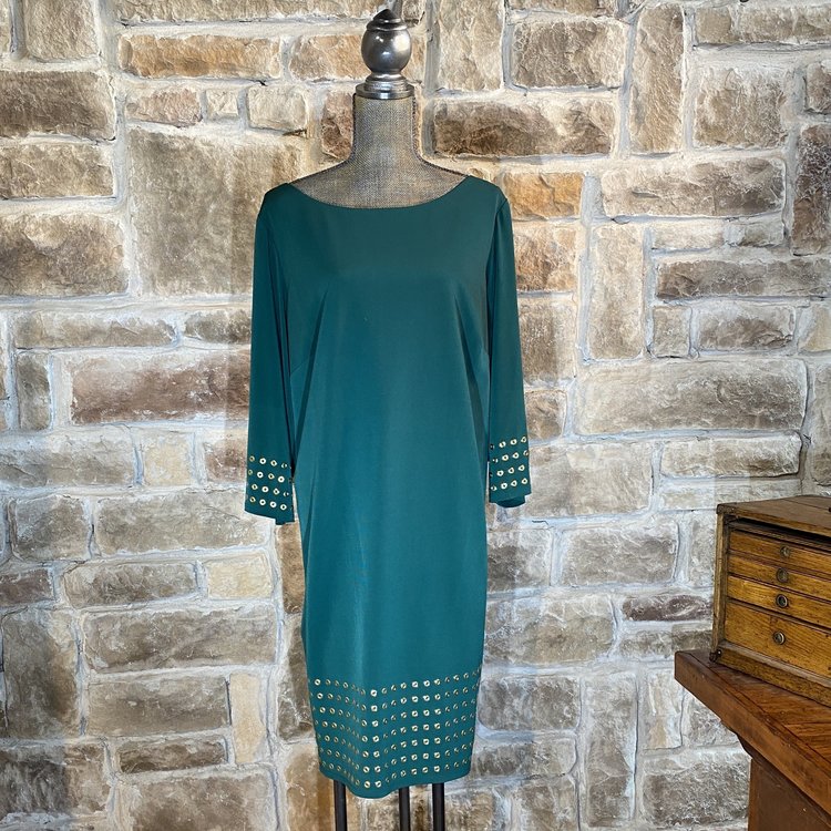 Jessica Howard Green with Gold Embellishments Dress, Size XL