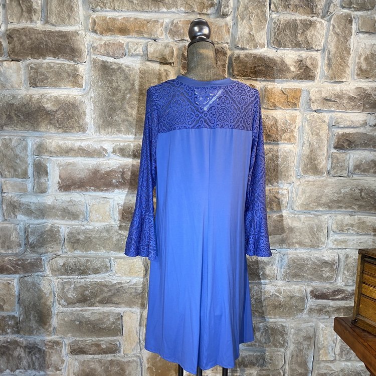 Blue Lace Trim Dress, Size 1X