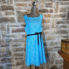 Calvin Klein Blue Lace Scalloped Sheath Dress, Size 20W