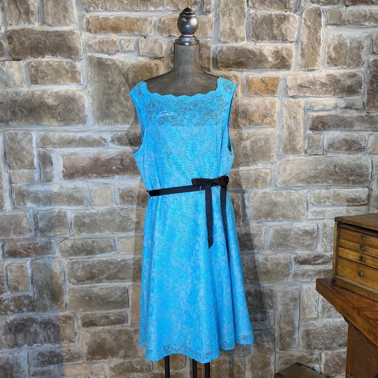 Calvin Klein Blue Lace Scalloped Sheath Dress, Size 20W