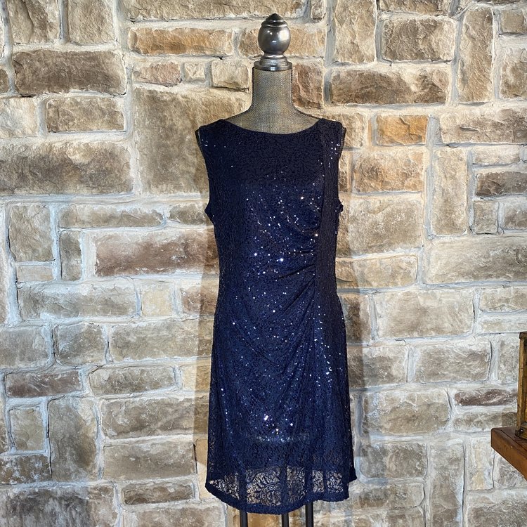 Calvin Klein Blue Sleeveless Dress, Size 16