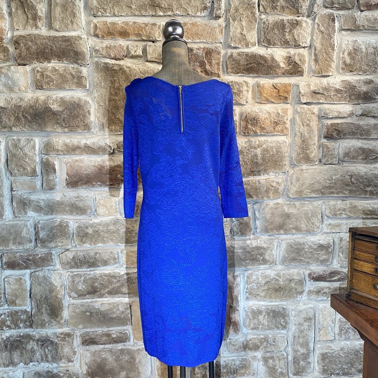 Calvin Klein Blue 3/4 Sleeve Floral Dress, Size XL