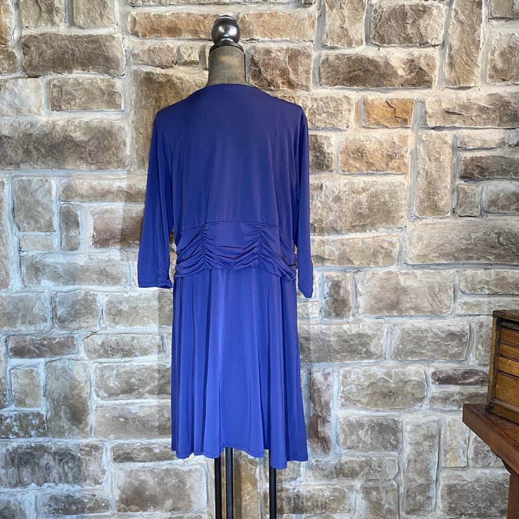 NY Navy Ruched Dress, Size 3XP