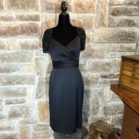 Theia Black Luxurious Silk Party Dress, Size 4