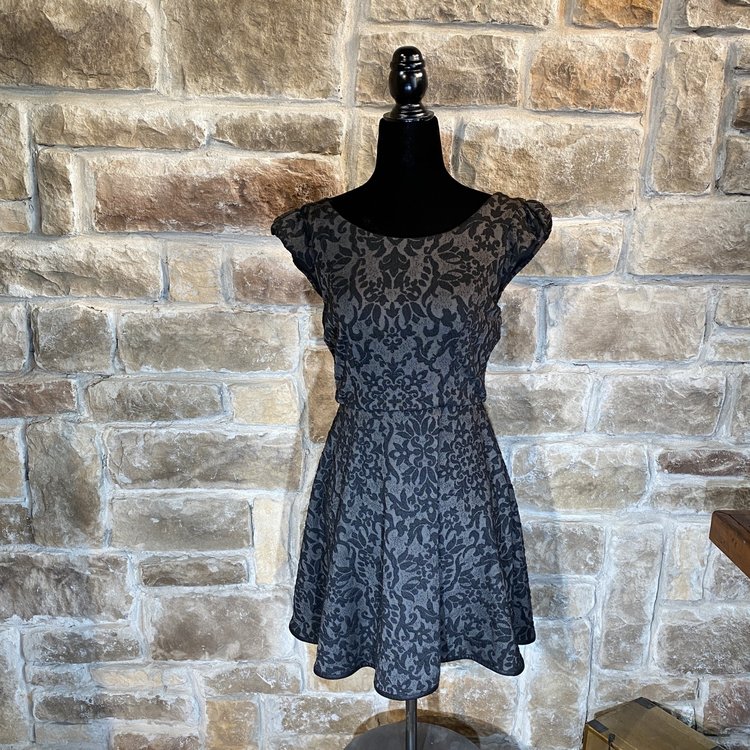 Emerald Sundae Black Embroidered A-Line Dress, Size 5