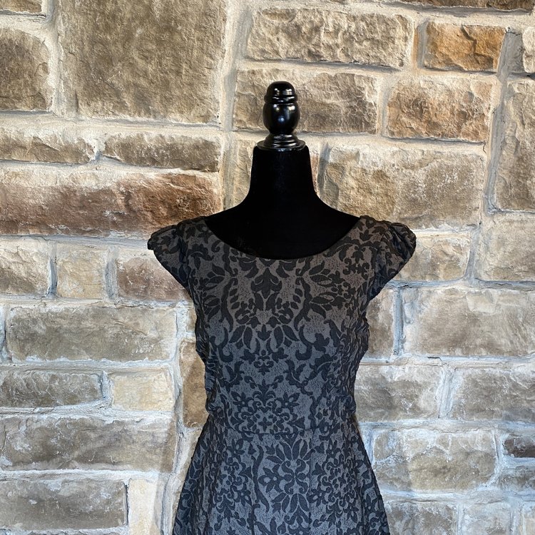 Emerald Sundae Black Embroidered A-Line Dress, Size 5