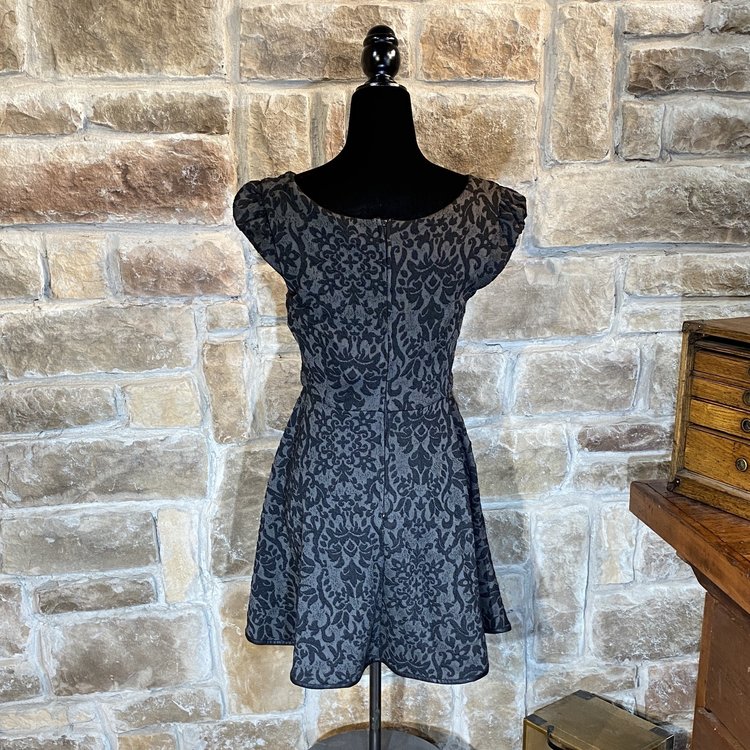 Emerald Sundae Black Embroidered A-Line Dress, Size 5