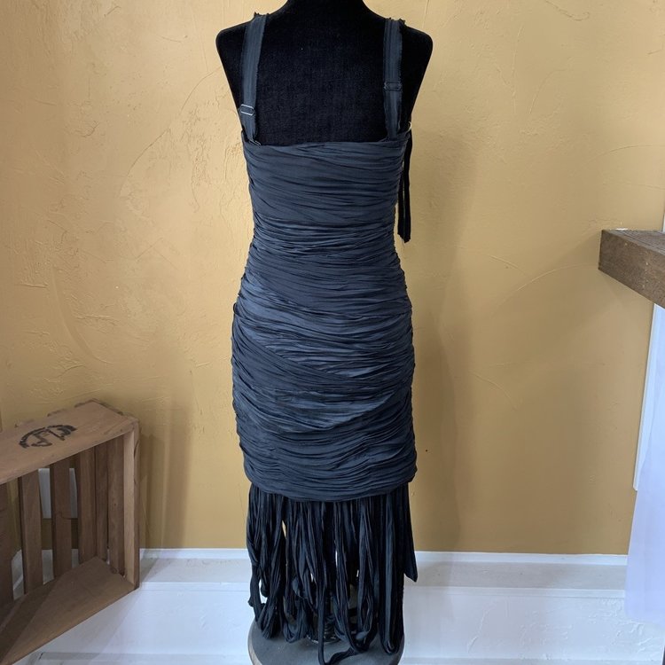Catherine Malandrino Black Silk Fringe Dress, Size 4