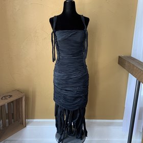 Catherine Malandrino Black Silk Fringe Dress, Size 4