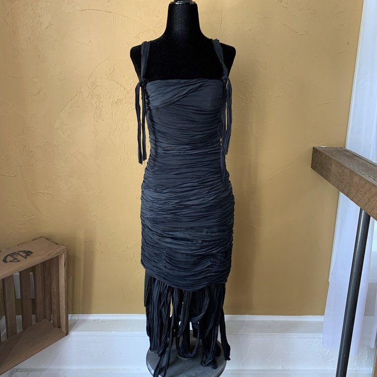 Catherine Malandrino Black Silk Fringe Dress, Size 4