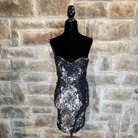 Jovani Black Lace Strapless Dress, Size 2