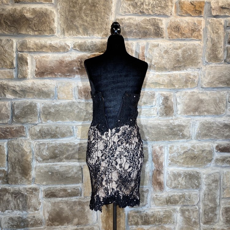 Jovani Black Lace Strapless Dress, Size 2