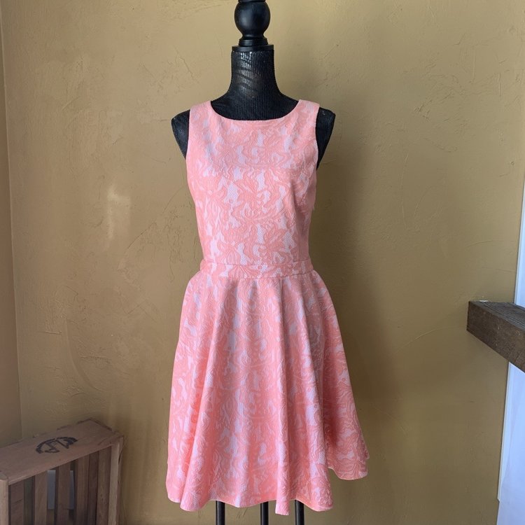 Aqua Coral Lace Fit & Flare, Size L