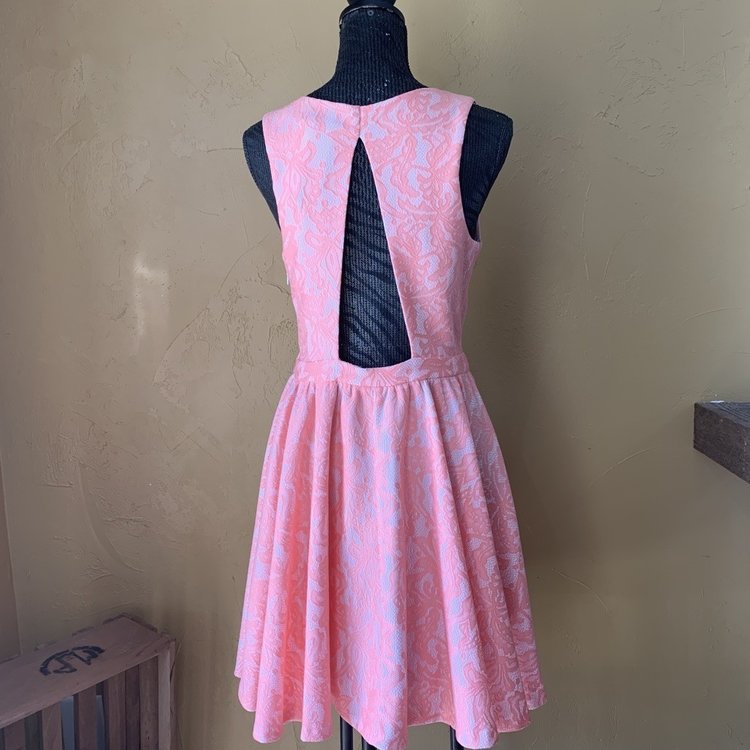 Aqua Coral Lace Fit & Flare, Size L