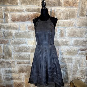 Aidan Mattox Black Basket Weave Pattern Hi-Low Dress, Size 2