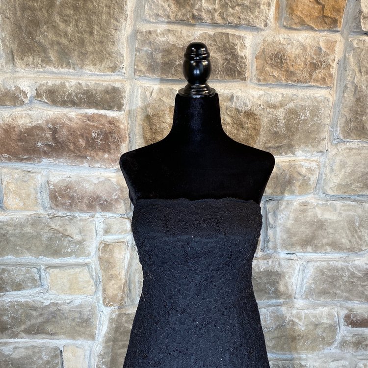 Onyx Black Lace Strapless Cocktail Dress, Size 6