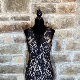 Aidan Mattox Black Lace Cocktail Dress, Size 2