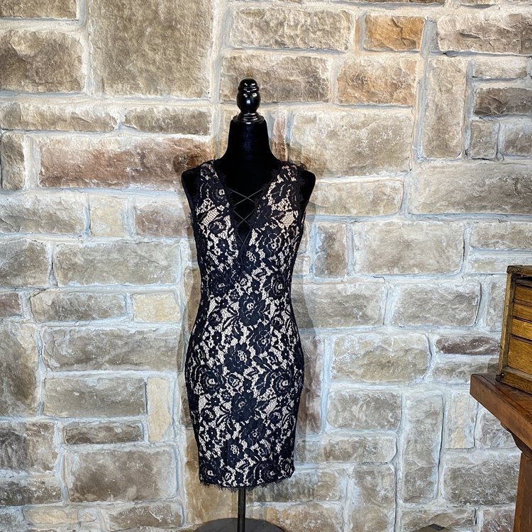 Aidan Mattox Black Lace Cocktail Dress, Size 2