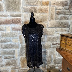 Connected Apparel Black Sequin Dress, Size 6P