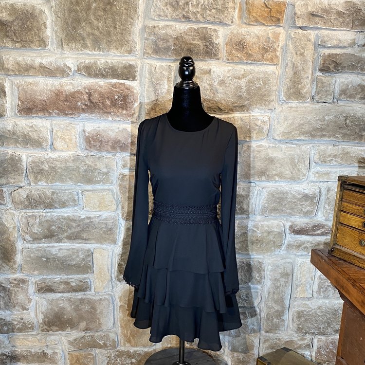 Aqua Black Bell Sleeve Dress, Size XS