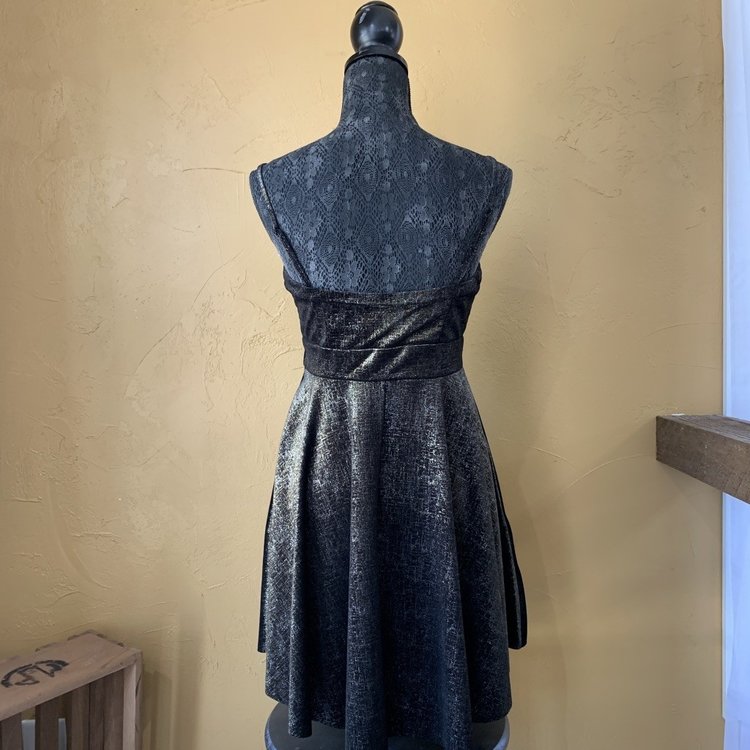 Free People Black and Gold Shimmer Dress, Size M