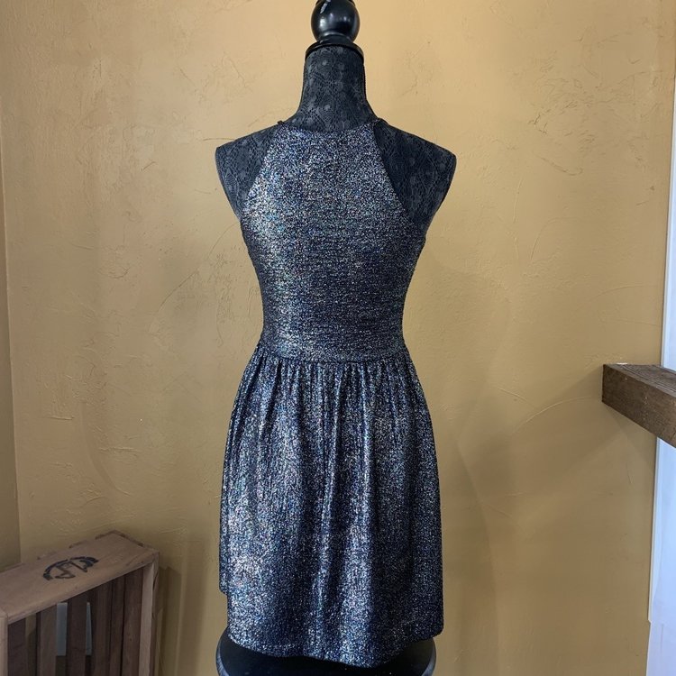 Aqua Black Foil Shine Dress, Size M