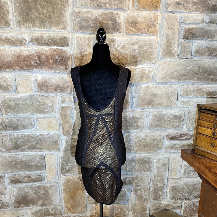 Bebe Black and Gold Shimmer Dress, Size S