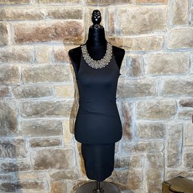 Zara Trafalue Black Cocktail Dress with Silver Beading, Size S