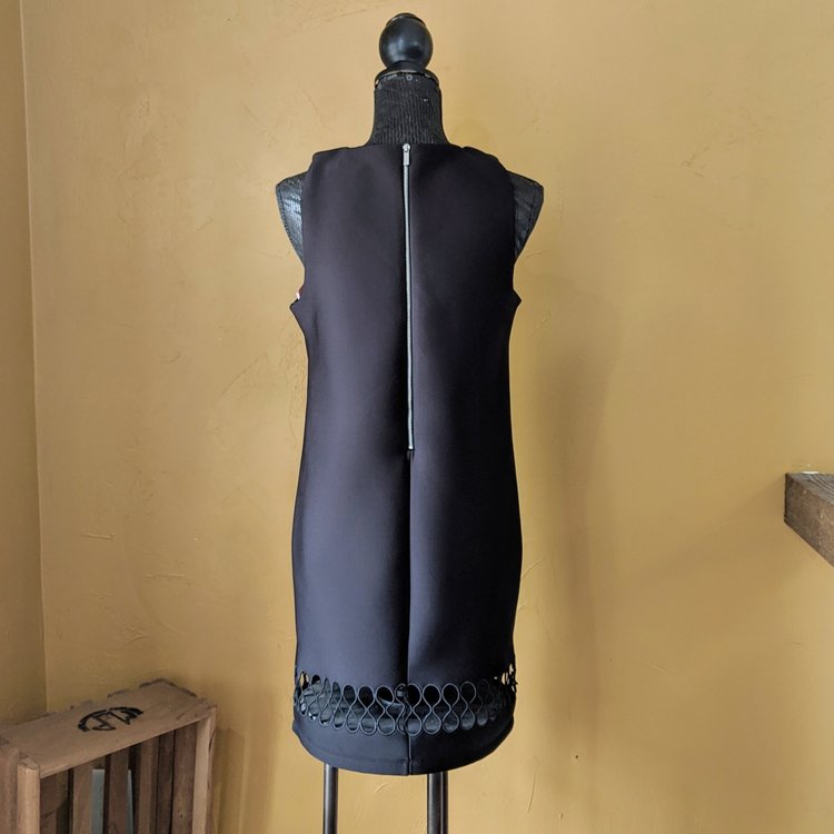 Black Eyelet Sleeveless Shift Dress, Size S