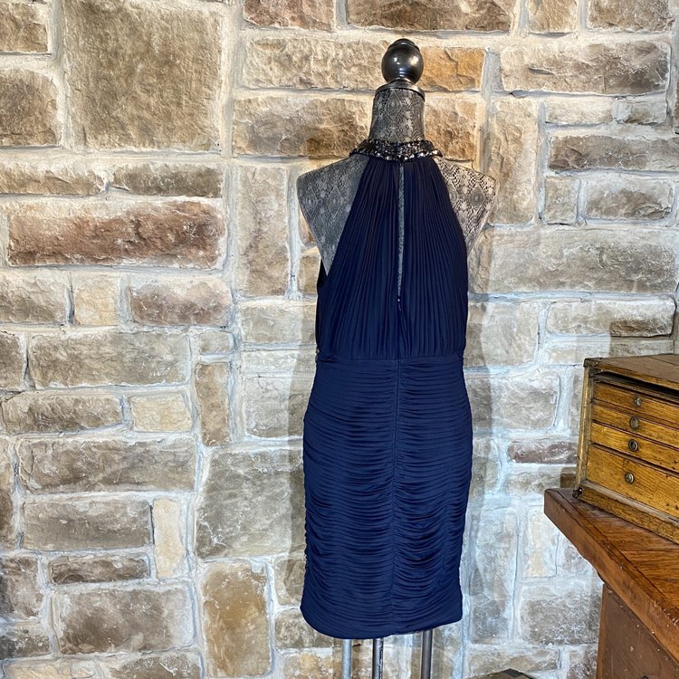 Navy Dress with Jewel Embellishments, Size 14