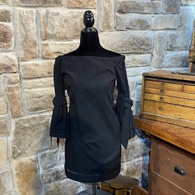 Ralph Lauren Black Off-The-Shoulder Mini Party Dress, Size 2