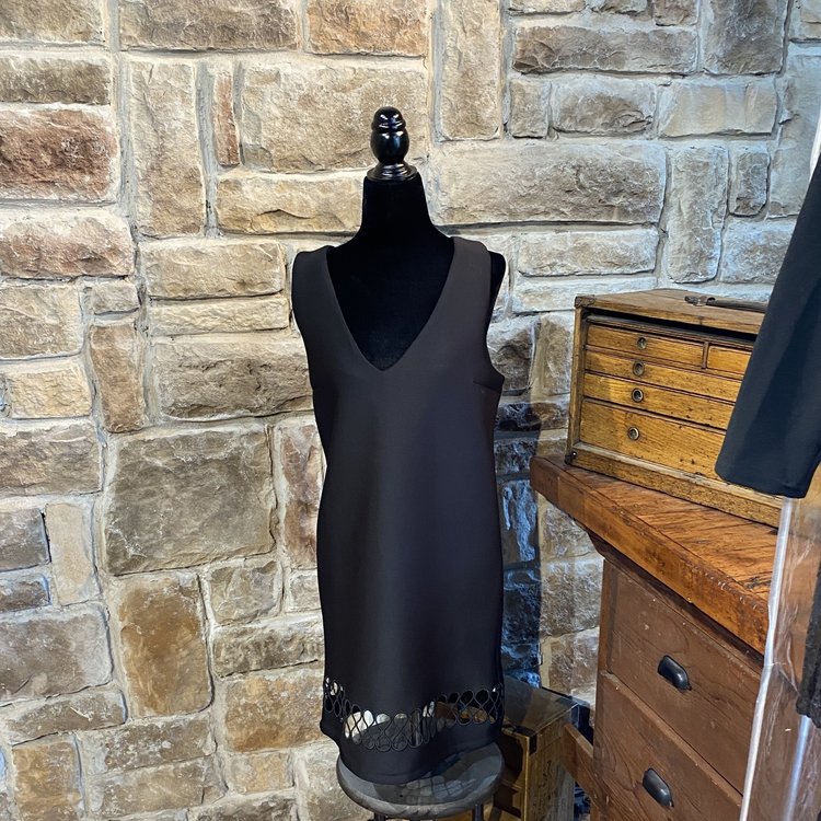 French Connection Black V-Neck with Cut-Outs, Size S