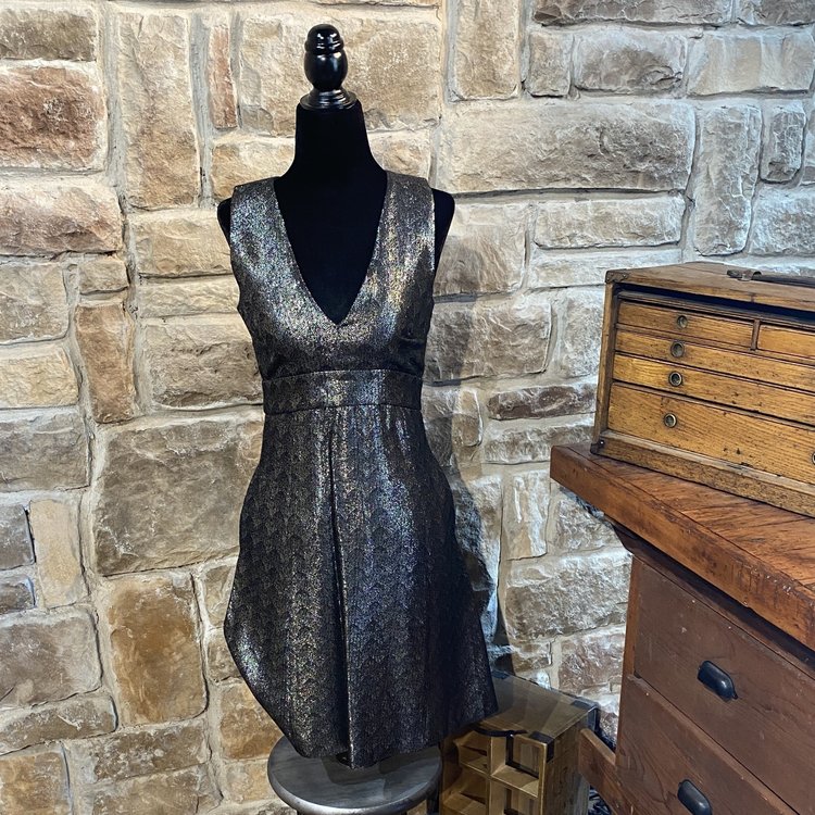 Michael Kors Black Metallic Sleeveless Dress, Size 2