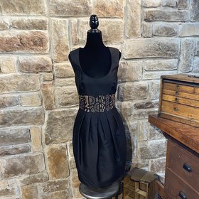 Nicole Miller Black Dress with Gold Embellishments, Size 4