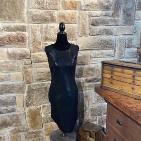 INC Black Snakeskin Print Faux Leather Sheath Dress, Size S