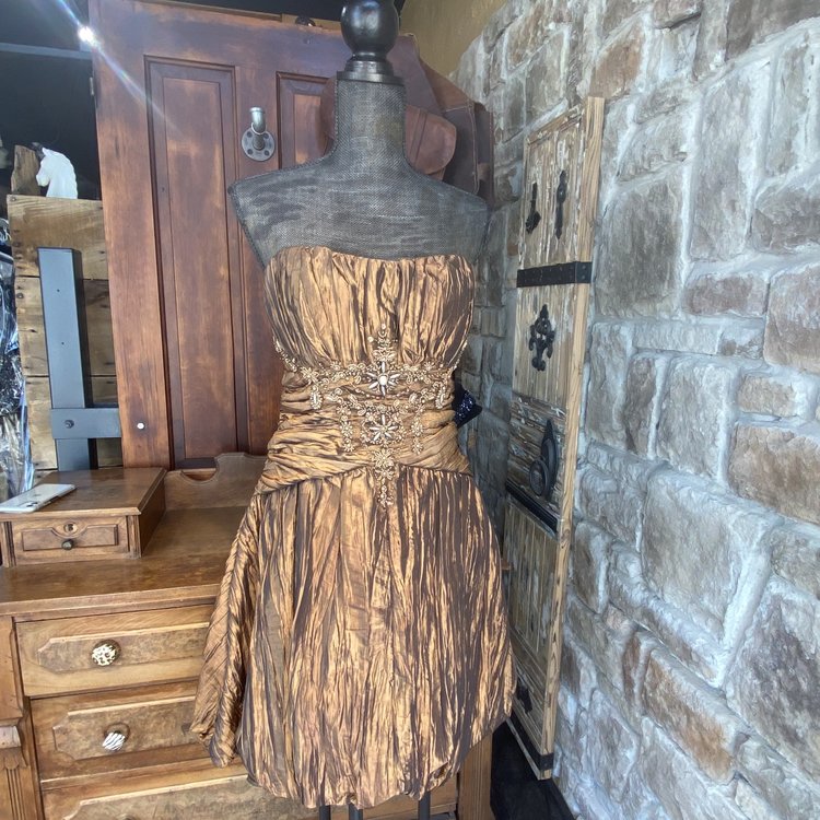 Sue Wong Bronze Empire Waist Dress, Size M