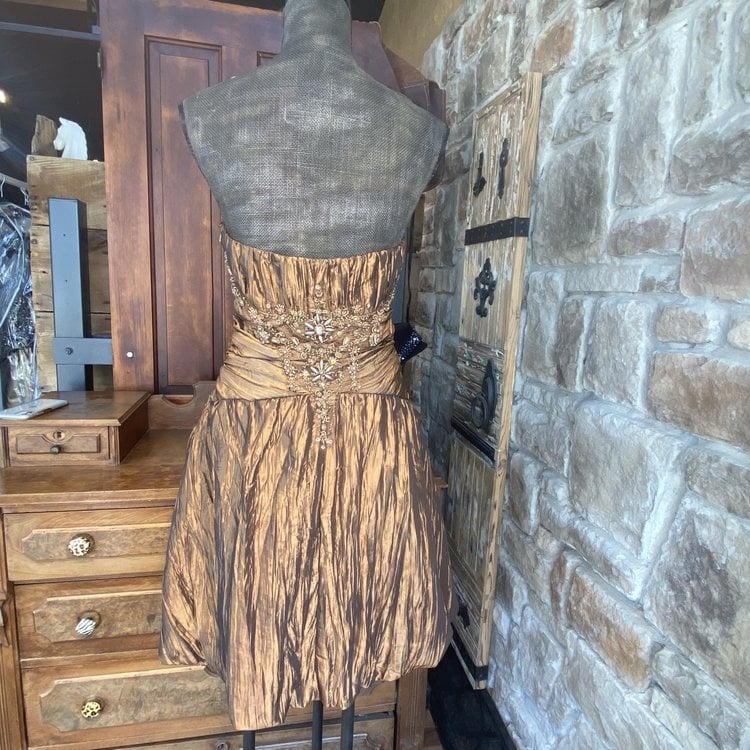 Sue Wong Bronze Empire Waist Dress, Size M