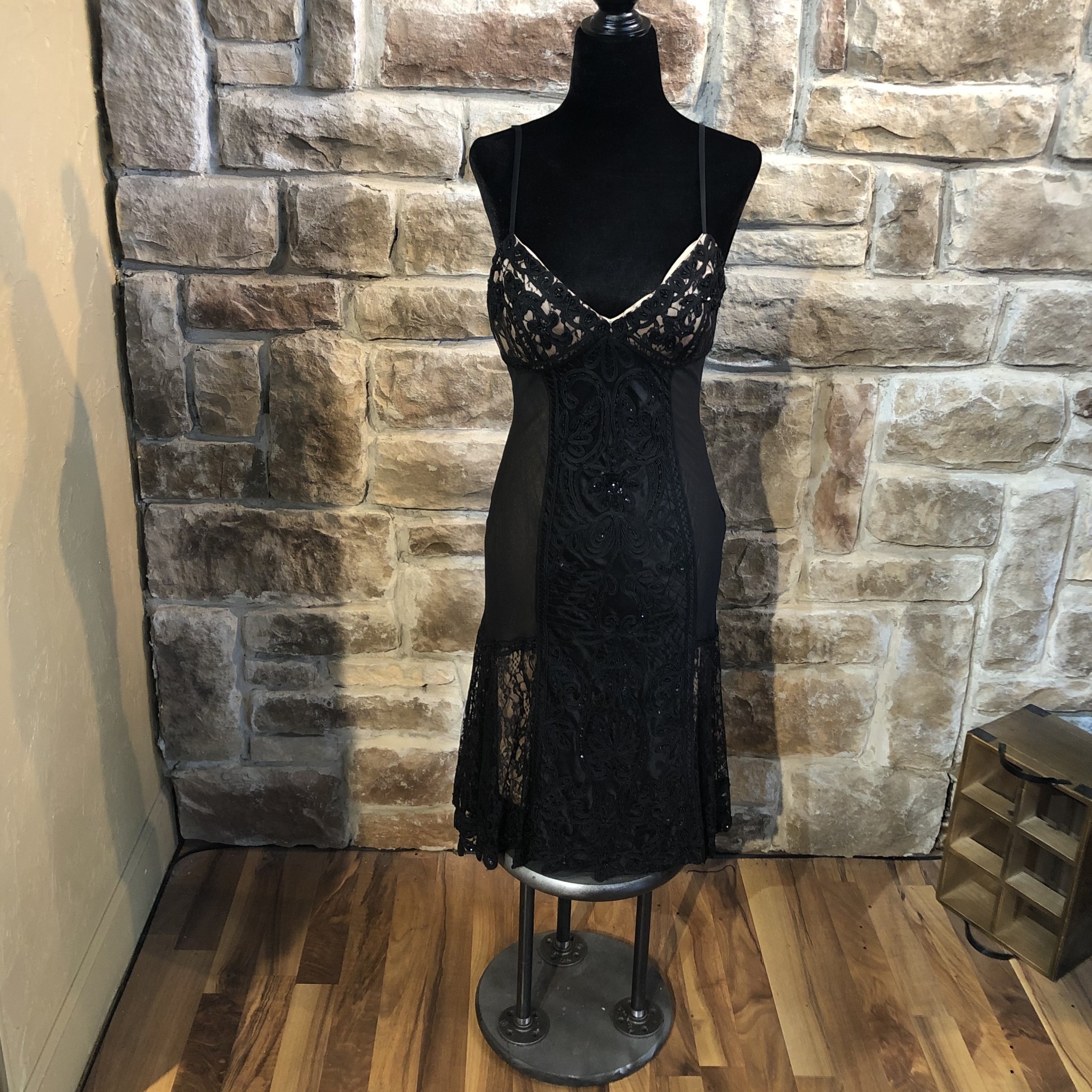 Vintage Sue Wong Black Party Dress, Size 8