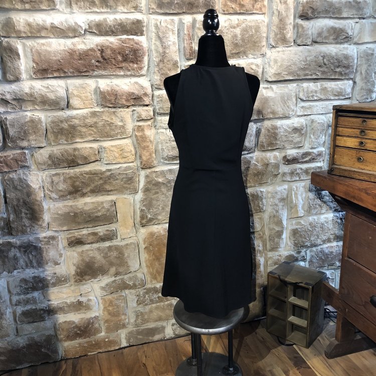 Black Deep V-Neck Sheath Dress, Size S
