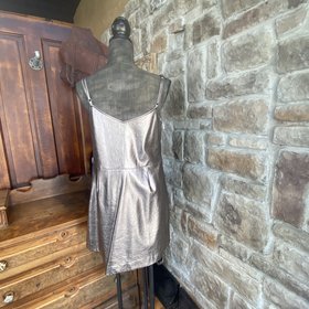 1.State Silver Faux Leather Metallic Dress, Size 10