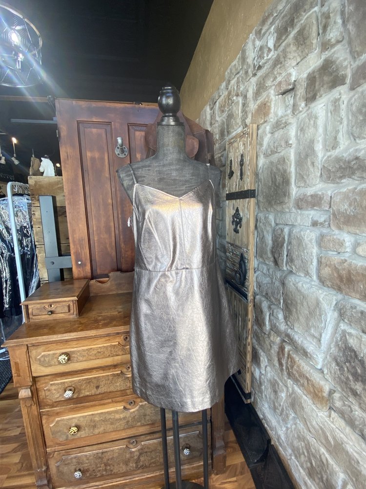 1.State Silver Faux Leather Metallic Dress, Size 10