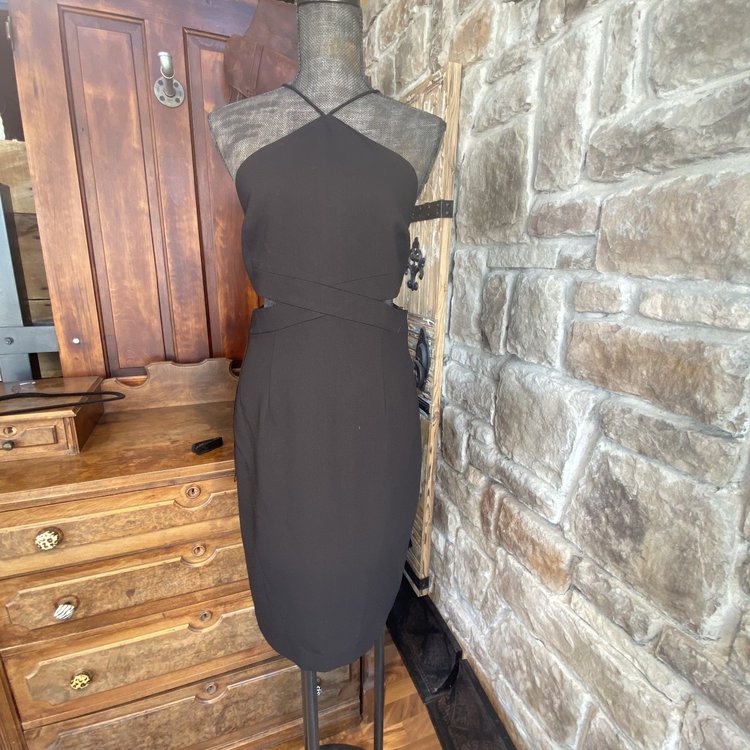 Aidan Mattox Black Halter Party Dress, Size M