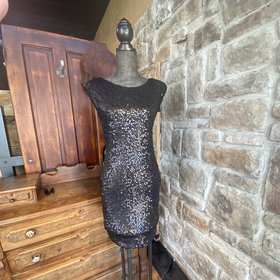 As U Wish Dark Grey Sequin Cocktail Dress, Size M