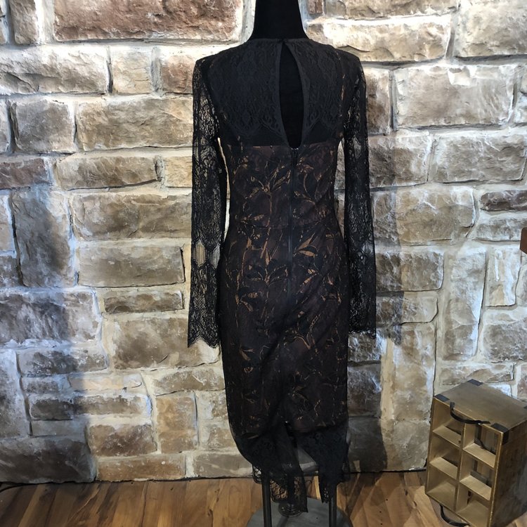 Rachel Roy Black Lace Dress w/ Long Sleeves, Size 0