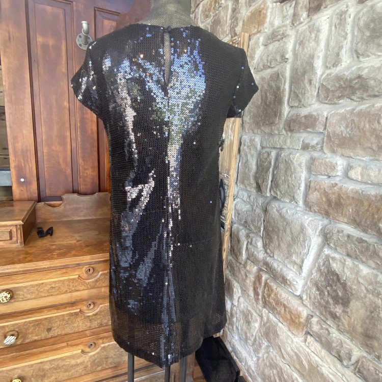 Nicole Miller Black Sequin Dress, Size M