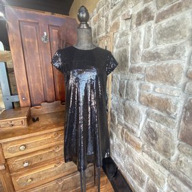 Nicole Miller Black Sequin Dress, Size M