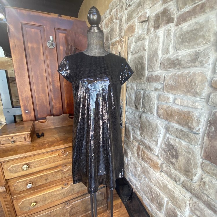 Nicole Miller Black Sequin Dress, Size M