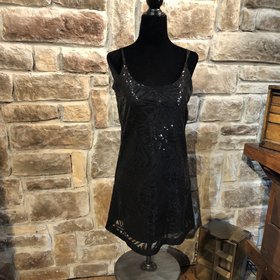 Aqua Black Sequin Mini Dress, Size S