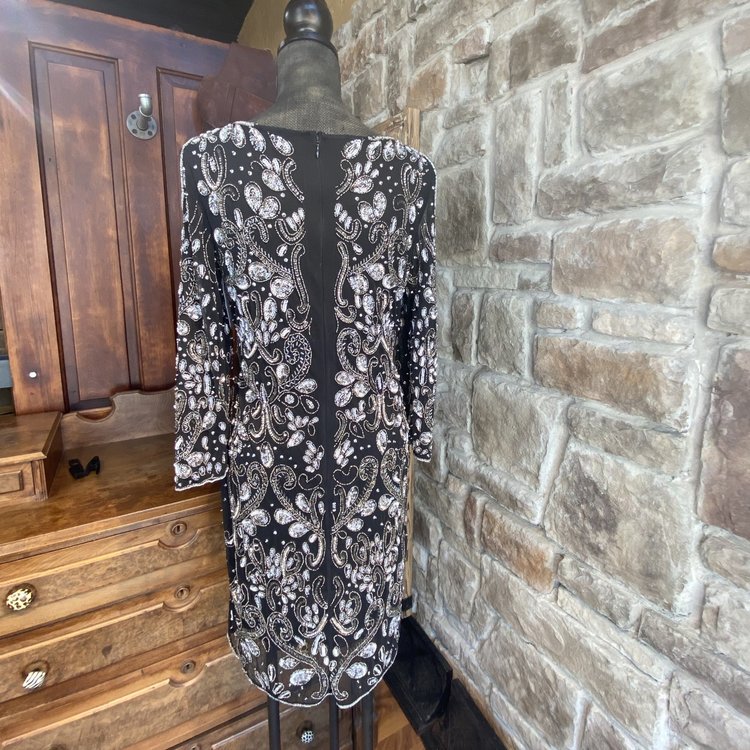 Pisarro Nights Belle Beaded Glitter Dress, Size 8