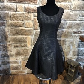 B Michael Black Metallic Polka Dot Dress, Size 2